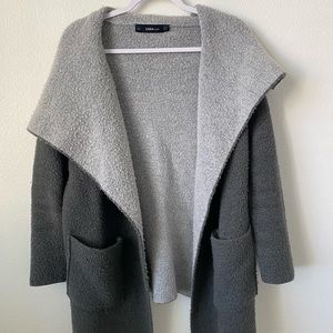 Zara Drape Front Grey Knit Cardigan